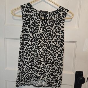 LOFT Black and White Animal Print Blouse